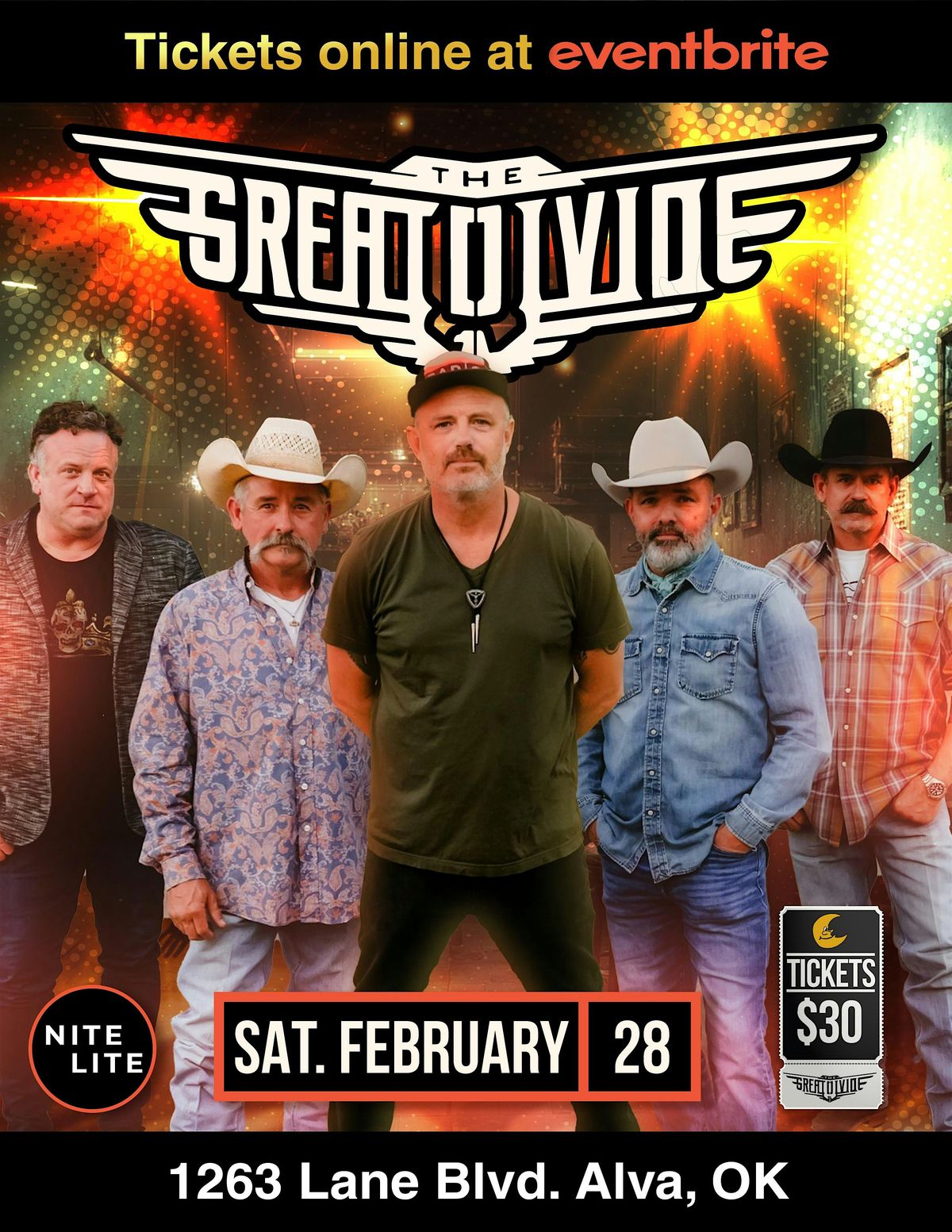 The Great Divide at The NITE LITE, 28 February | Event in Alva | AllEvents