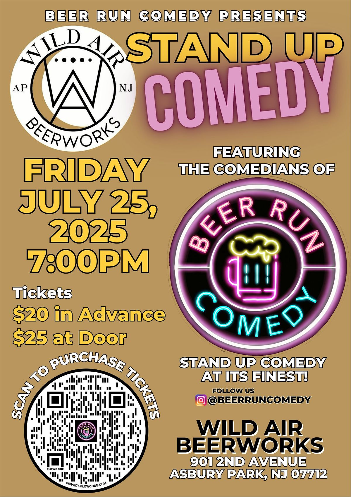 Stand Up Comedy Night at Wild Air Beerworks, 25 July | Event in Asbury Park | AllEvents