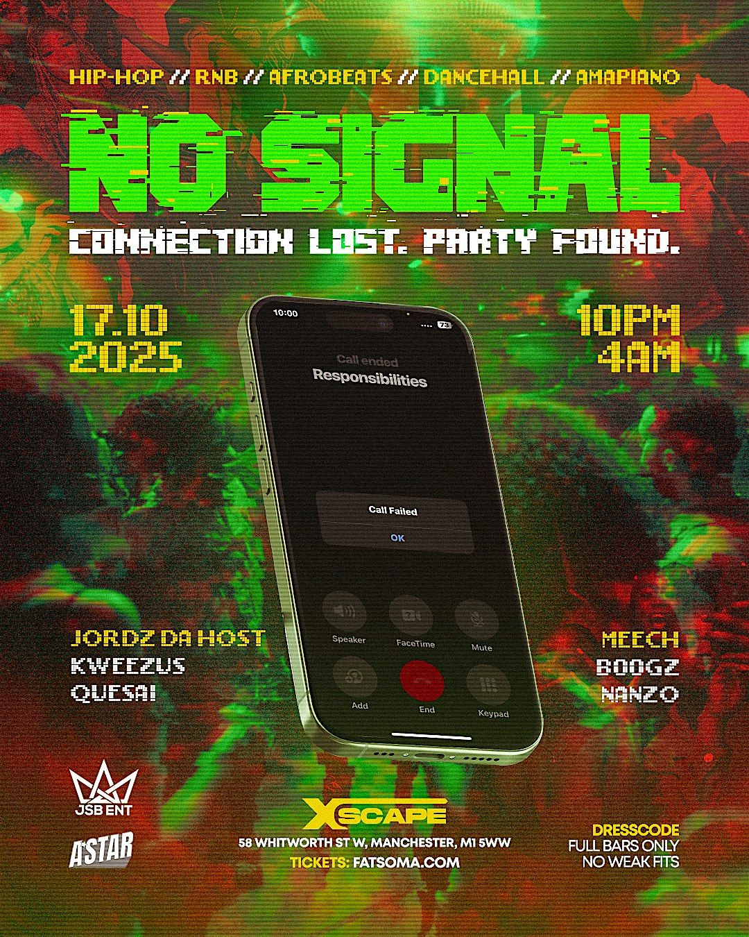 NO SIGNAL PARTY - Afrobeats/HipHop/Amapiano/DanceHall/Bashment, 17 October | Event in Manchester | AllEvents