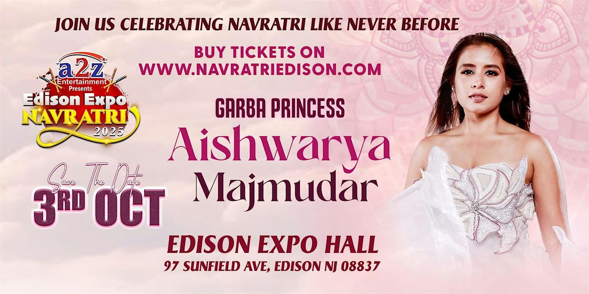 Garba With Aishwarya majmudar @ EDISON EXPO NEW JERSEY, 3 October | Event in Edison | AllEvents