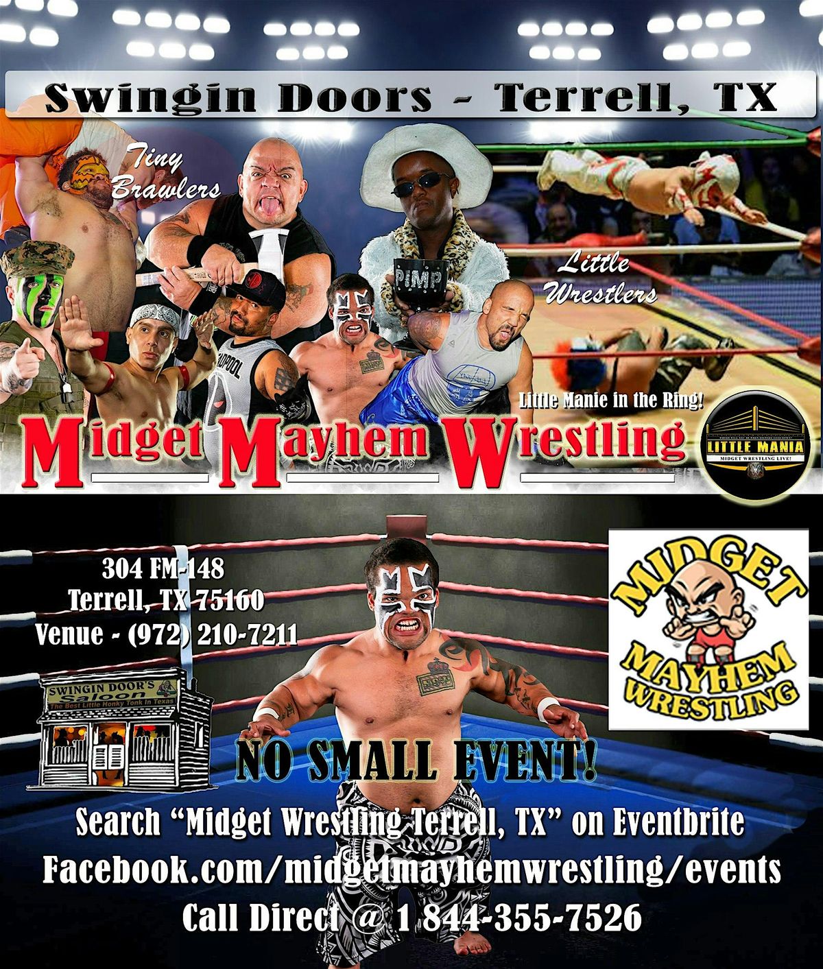 Midget Mayhem Wrestling Rips Through the Ring! Terrell TX 21+, 4 November | Event in Terrell | AllEvents