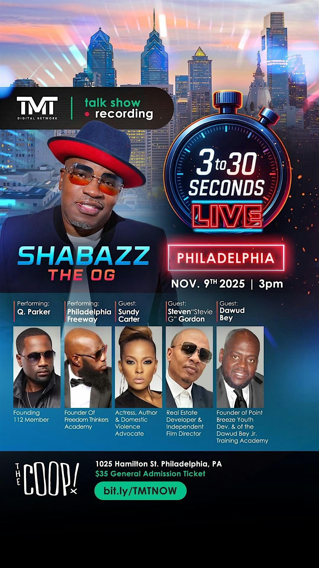 3-to-30 Seconds Live Hosted by Shabazz the OG, 9 November | Event in Philadelphia | AllEvents