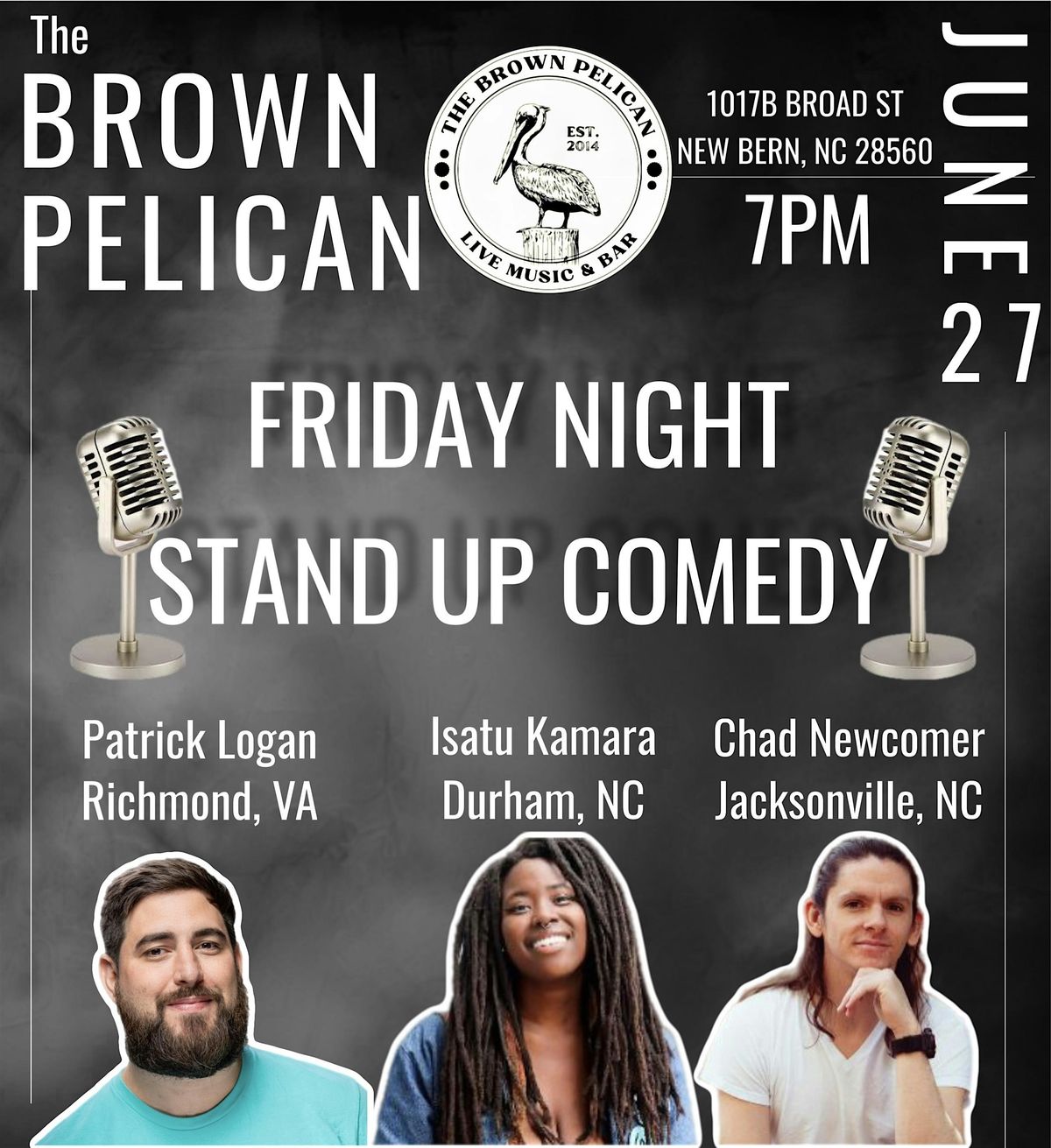 LIVE COMEDY at The Brown Pelican!, 27 June | Event in New Bern | AllEvents