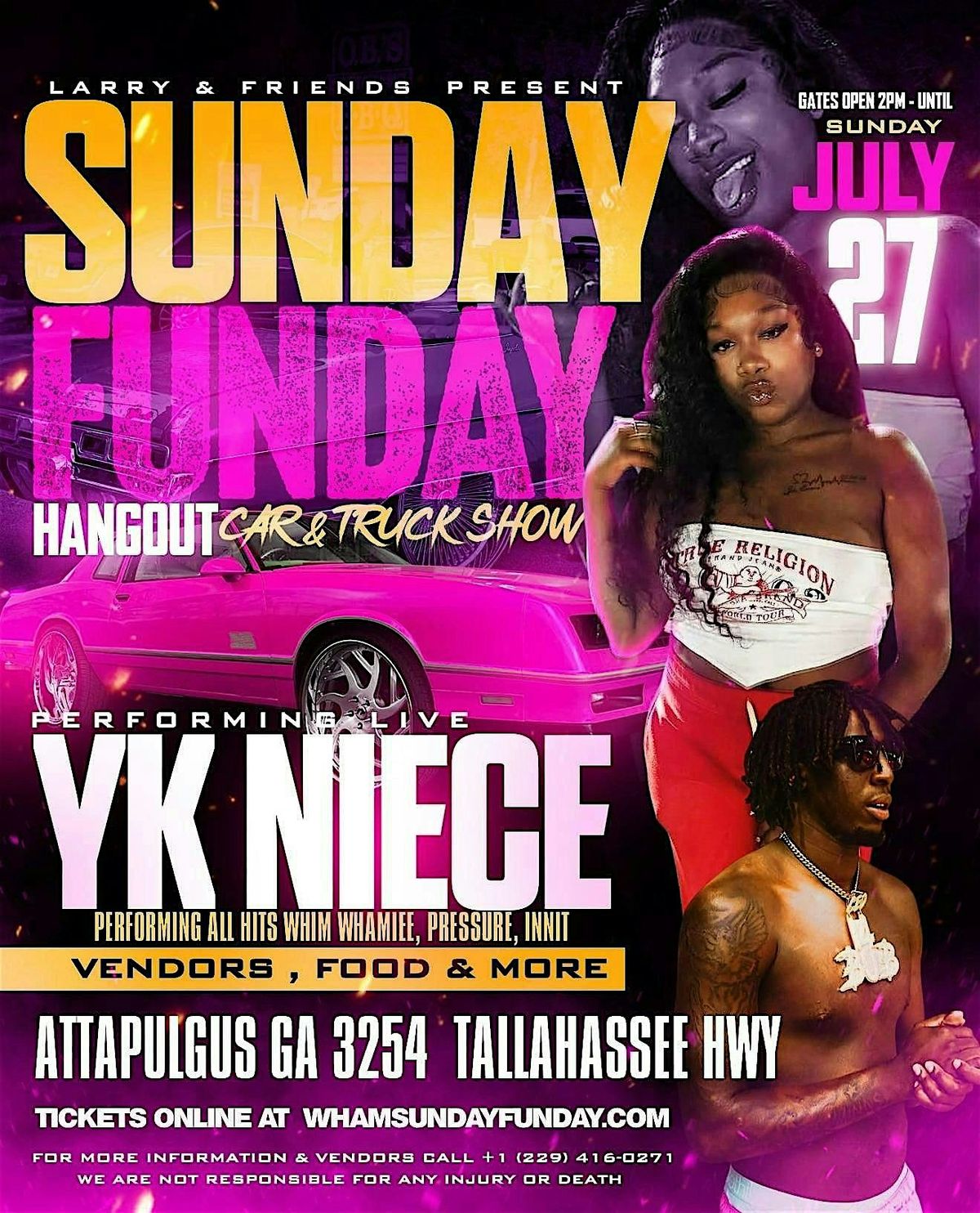 Sunday Funday Hangout with YK Niece Performing Live, 27 July | Event in Attapulgus | AllEvents