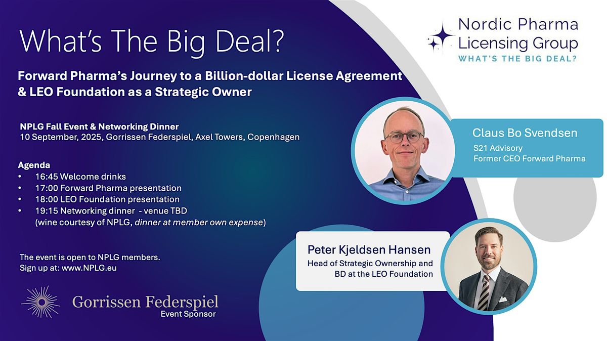 Forward Pharma’s Journey & LEO Foundation as a Strategic Owner, 10 September | Event in Copenhagen 