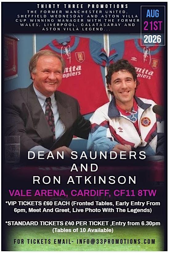 An Evening with Dean Saunders and Ron Atkinson in Cardiff, 21 August | Event in Cardiff | AllEvents