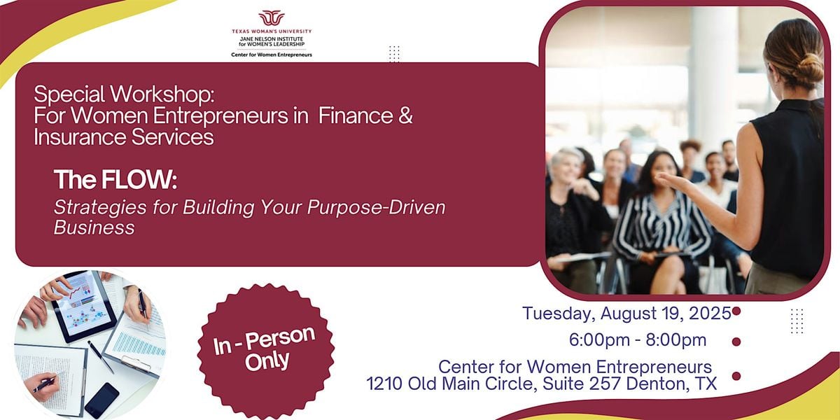 The FLOW: Strategies for Building Your Purpose Driven Business, 19 August | Event in Denton | AllEvents