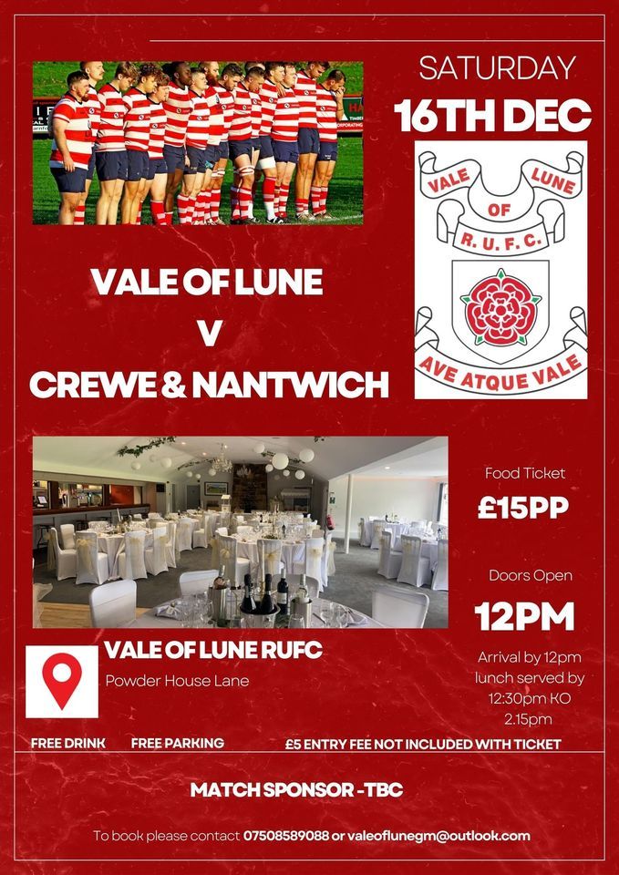 Vale Of Lune V Crewe & Nantwich, Vale of Lune Rugby Union Club