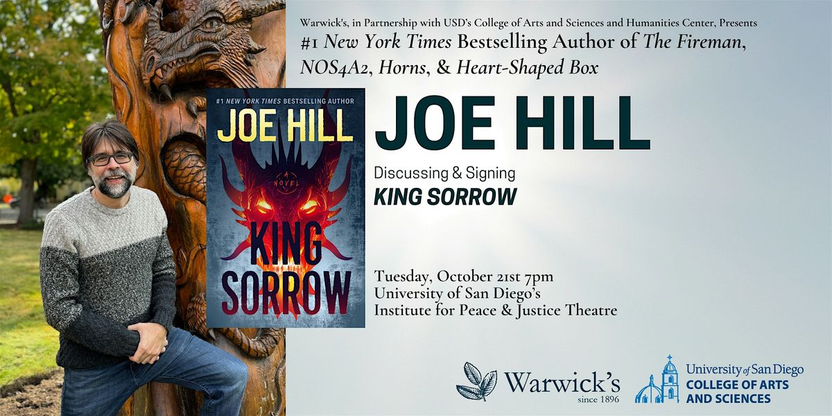 Joe Hill discussing KING SORROW, 21 October | Event in San Diego | AllEvents
