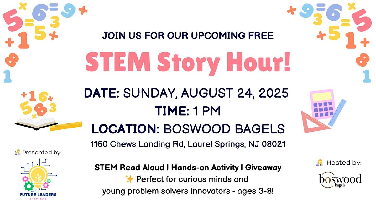 August STEM Story Hour at Boswood Bagels, 24 August | Event in Laurel Springs | AllEvents