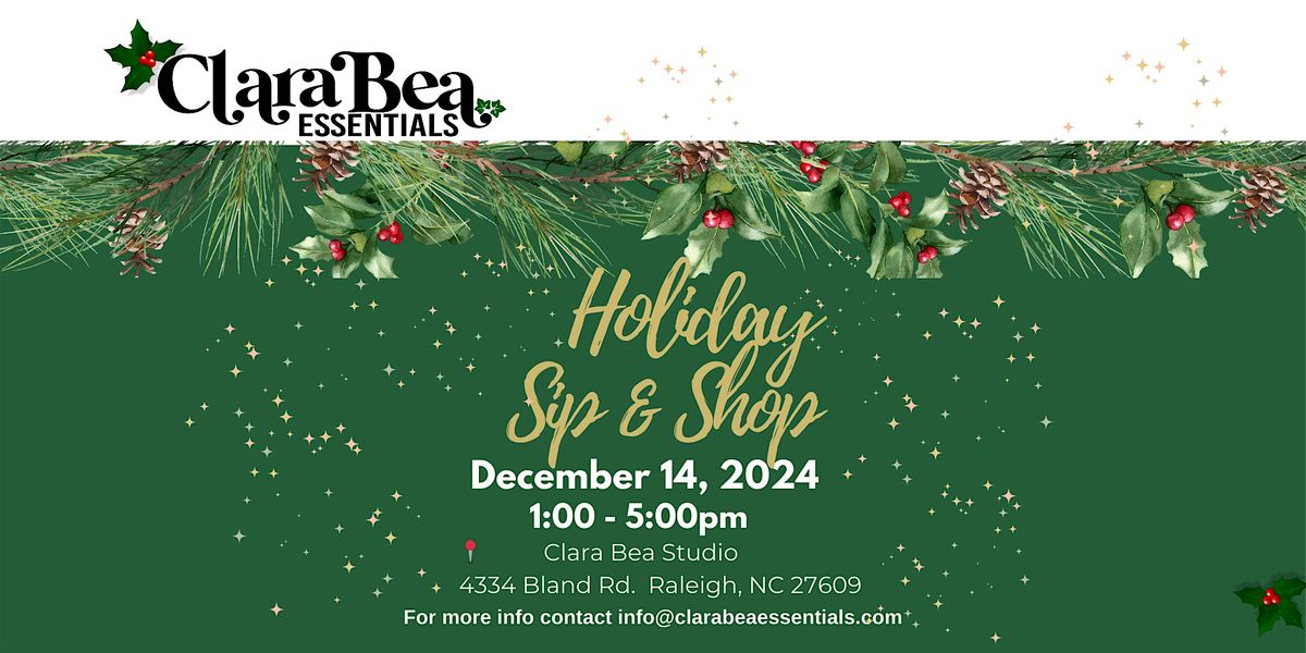Holiday Sip & Shop @ Clara Bea Studio, 4334 Bland Rd, Raleigh, 14 ...