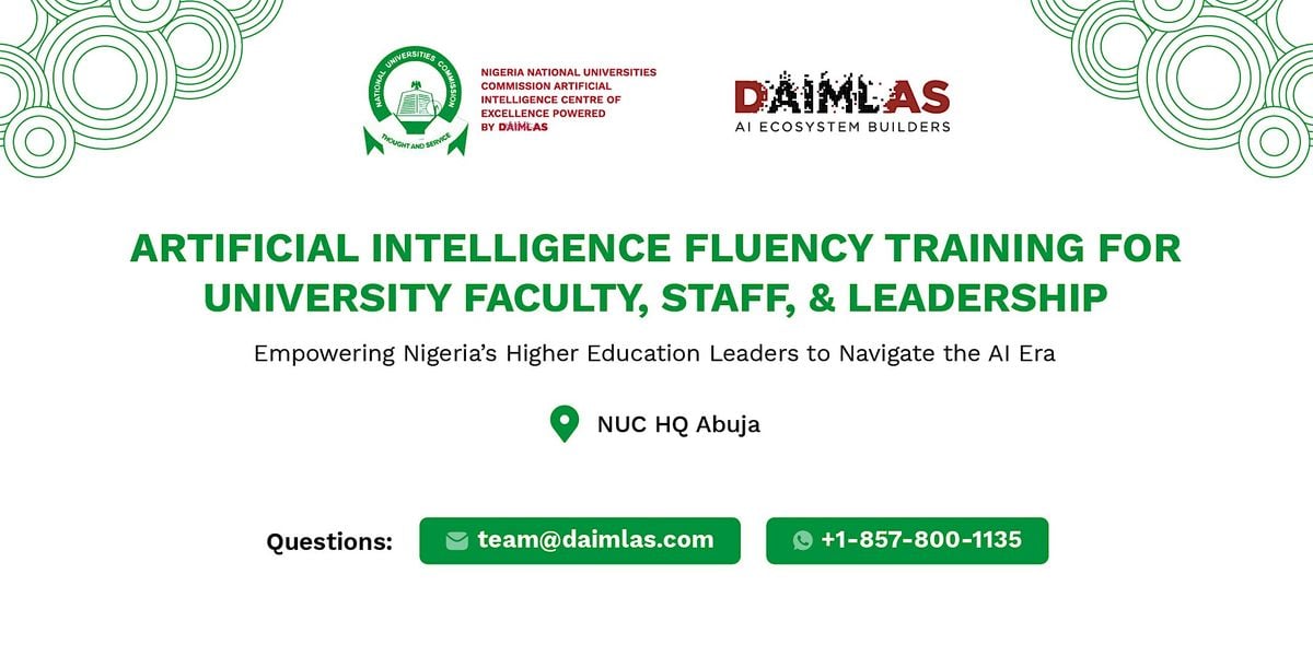 NUC AI CoE - AI fluency training for university faculty, staff & leaders, 8 September | Event in Abuja
