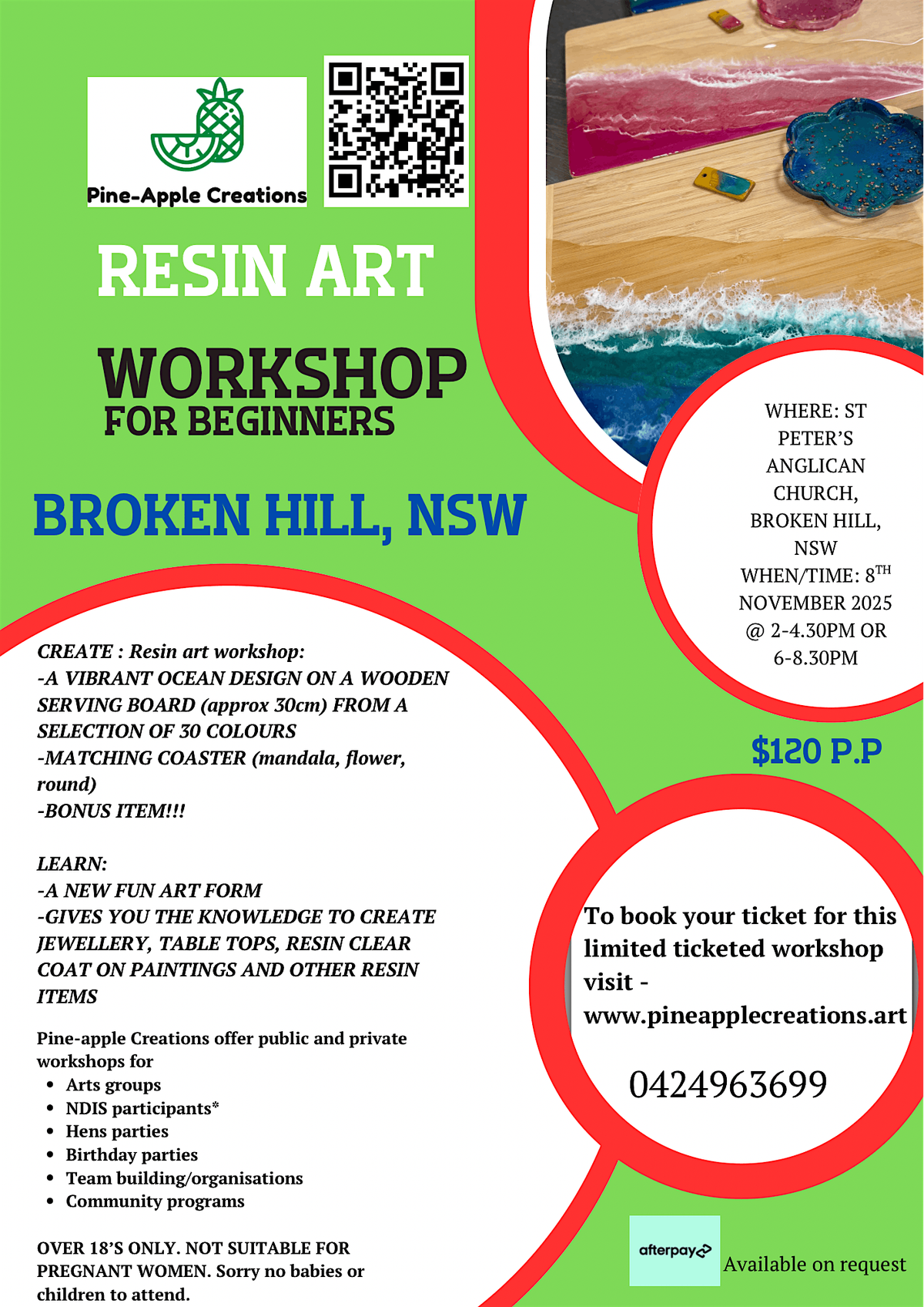 Resin art workshop (BROKEN HILL), 8 November | Event in Broken Hill | AllEvents