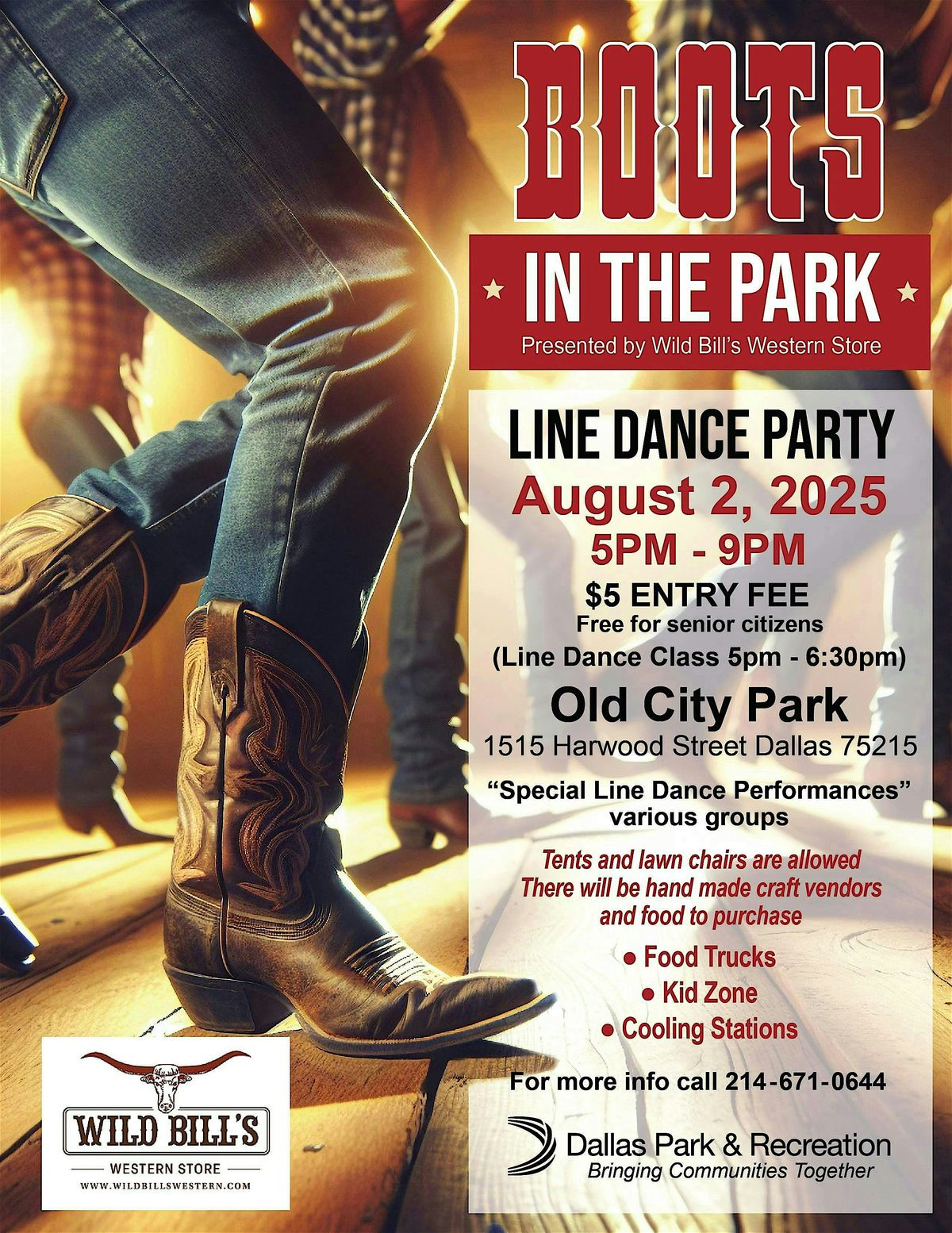 Boots in the Park Line Dance Party, 2 August | Event in Dallas | AllEvents
