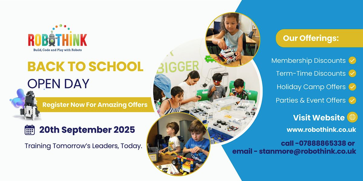 RoboThink Stanmore Back 2 School Open Day, 20 September | Event in Stanmore | AllEvents