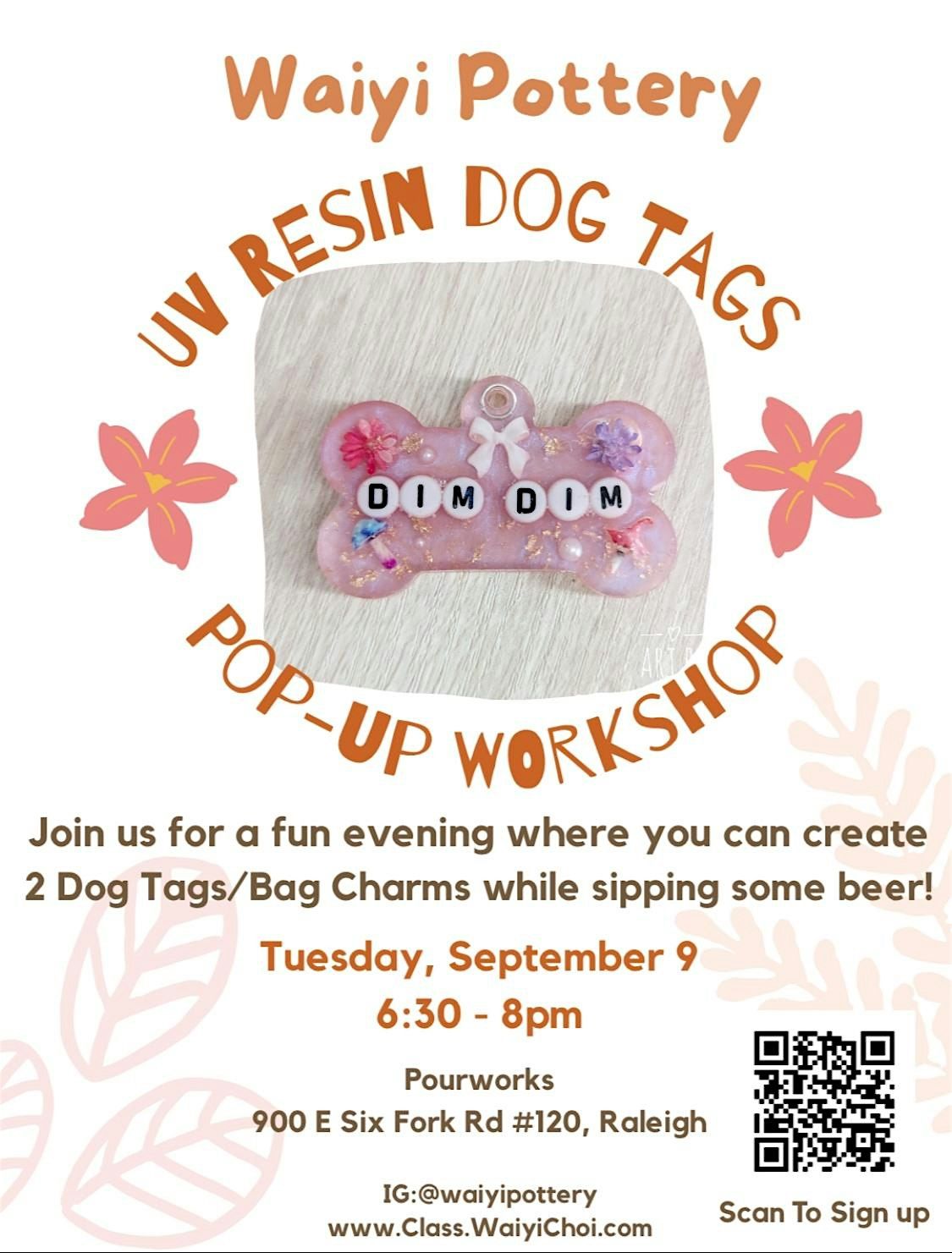 Create & Sip: UV Resin Dog Tags & Bag Charms at Pourworks!, 9 September | Event in Raleigh | AllEvents