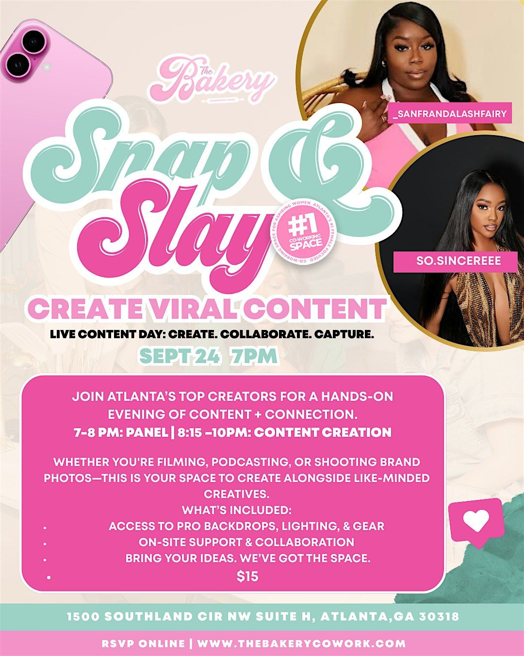 Snap & Slay (Creating Viral Content), 24 September | Event in Atlanta | AllEvents