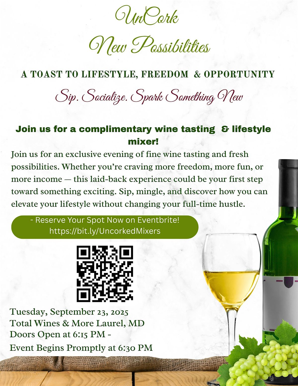 Uncork New Possibilities (Laurel, MD), 23 September | Event in Laurel | AllEvents