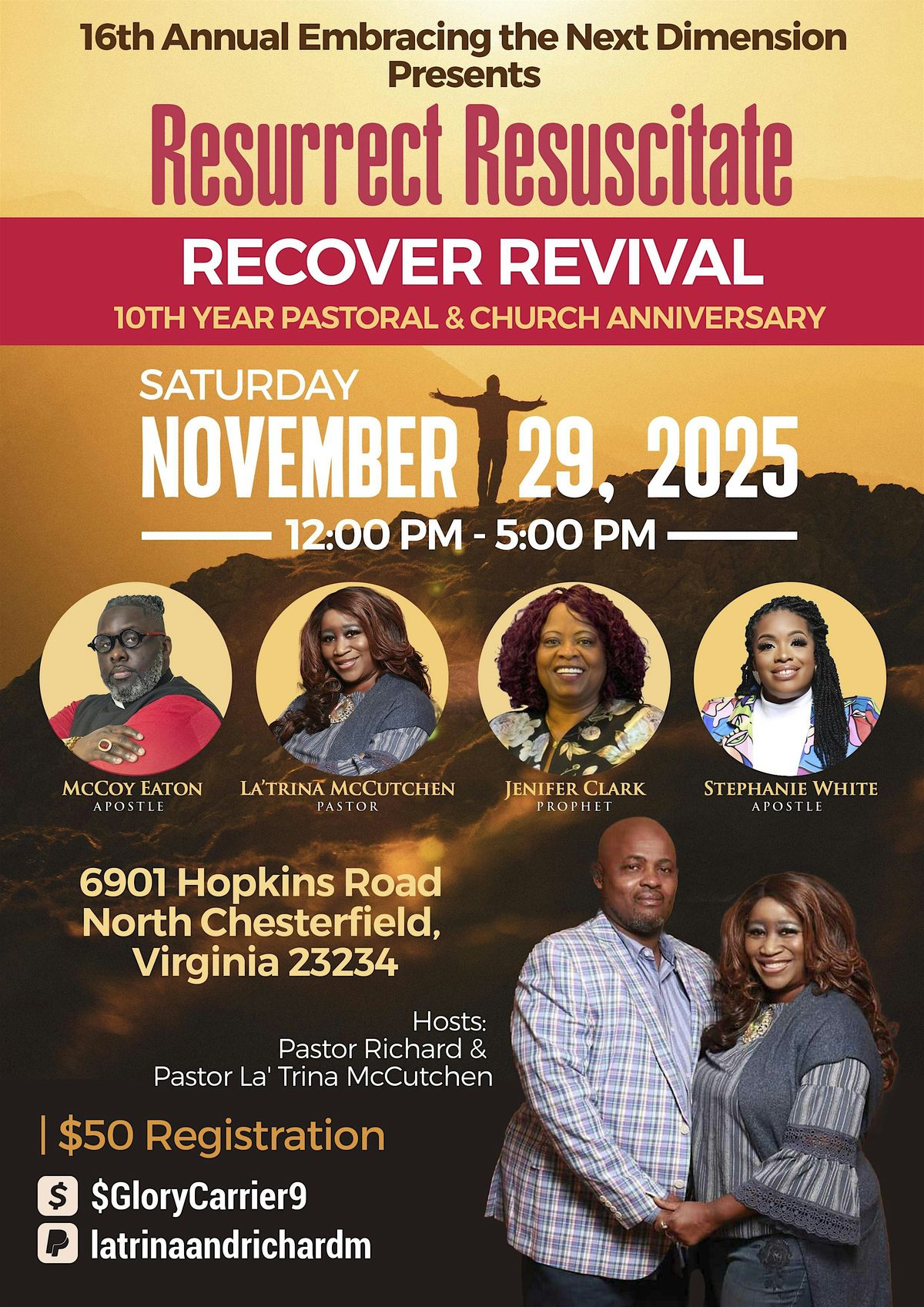 Embracing The Next Dimension Presents Resurrect Resuscitate Recover Revival, 29 November | Event in North Chesterfield