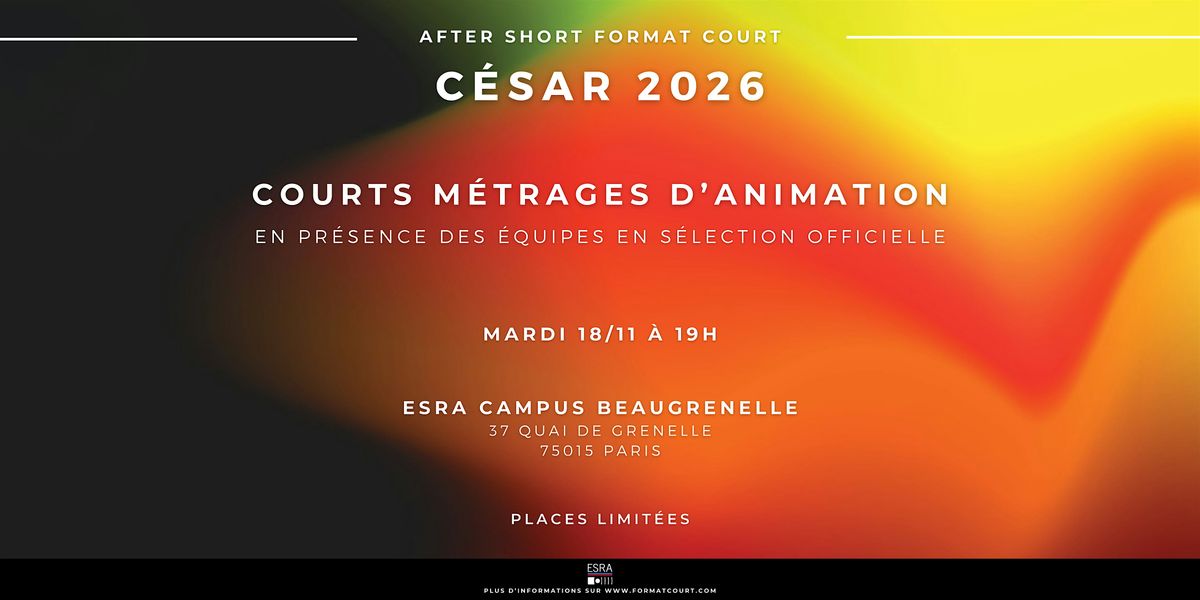 After Short César 2026 : les courts d’animation présélectionnés (1/1) - Q&A, 18 November | AllEvents