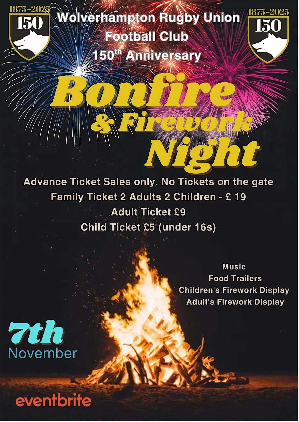 Wolverhampton RUFC Bonfire and Firework Night 2025, Wolverhampton Rugby ...