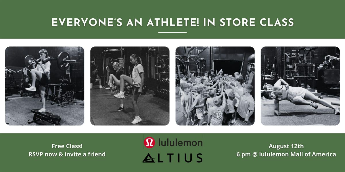 Everyone's An Athlete: Training Session with Altius Performance, 12 August | Event in Bloomington | AllEvents