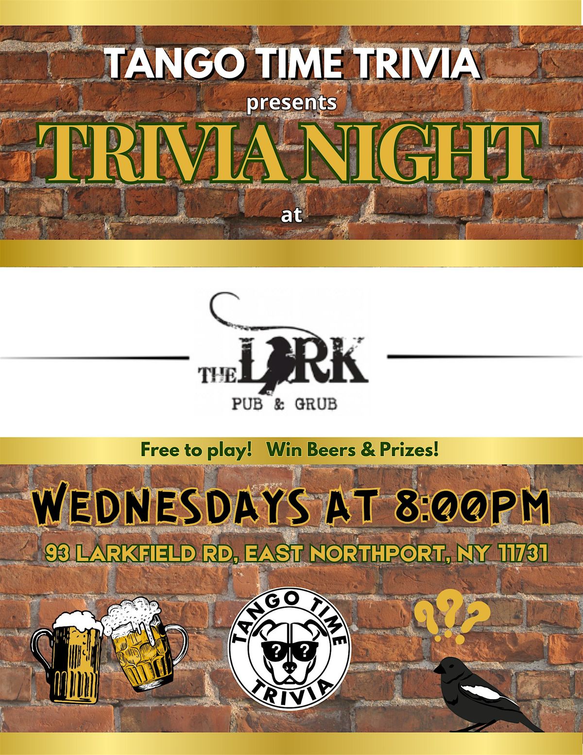 FREE Wednesday Trivia Show! At The Lark Pub & Grub in E. Northport! | Event in East Northport | AllEvents