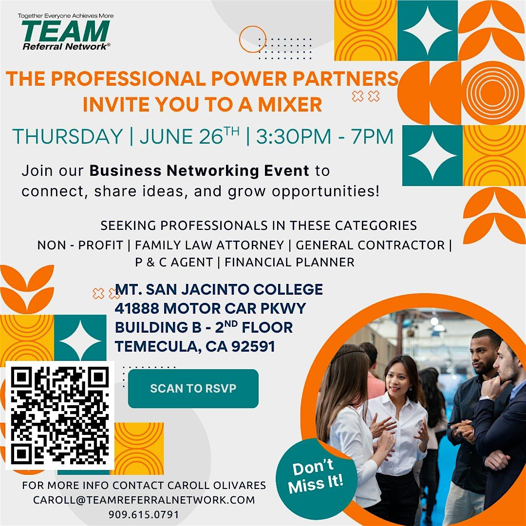 You’re Invited: Professional Power Partners Networking Mixer!, 26 June | Event in Temecula | AllEvents