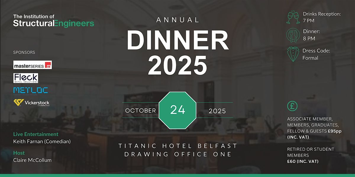 NI Regional Group IStructE Annual Dinner 2025, 24 October | Event in Belfast | AllEvents
