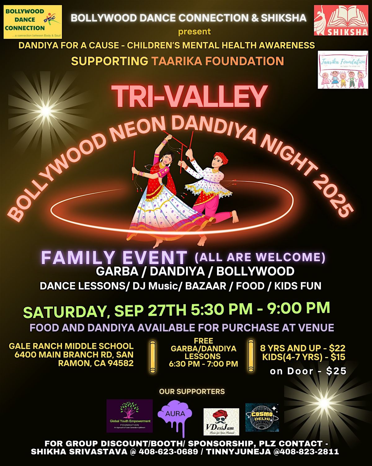 TRI-VALLEY BOLLYWOOD NEON Dandiya Night 2025, 27 September | Event in San Ramon | AllEvents