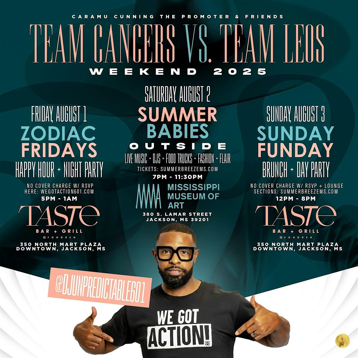 TEAM CANCERS VS. TEAM LEOS WEEKEND 2025, 1 August | Event in Jackson | AllEvents