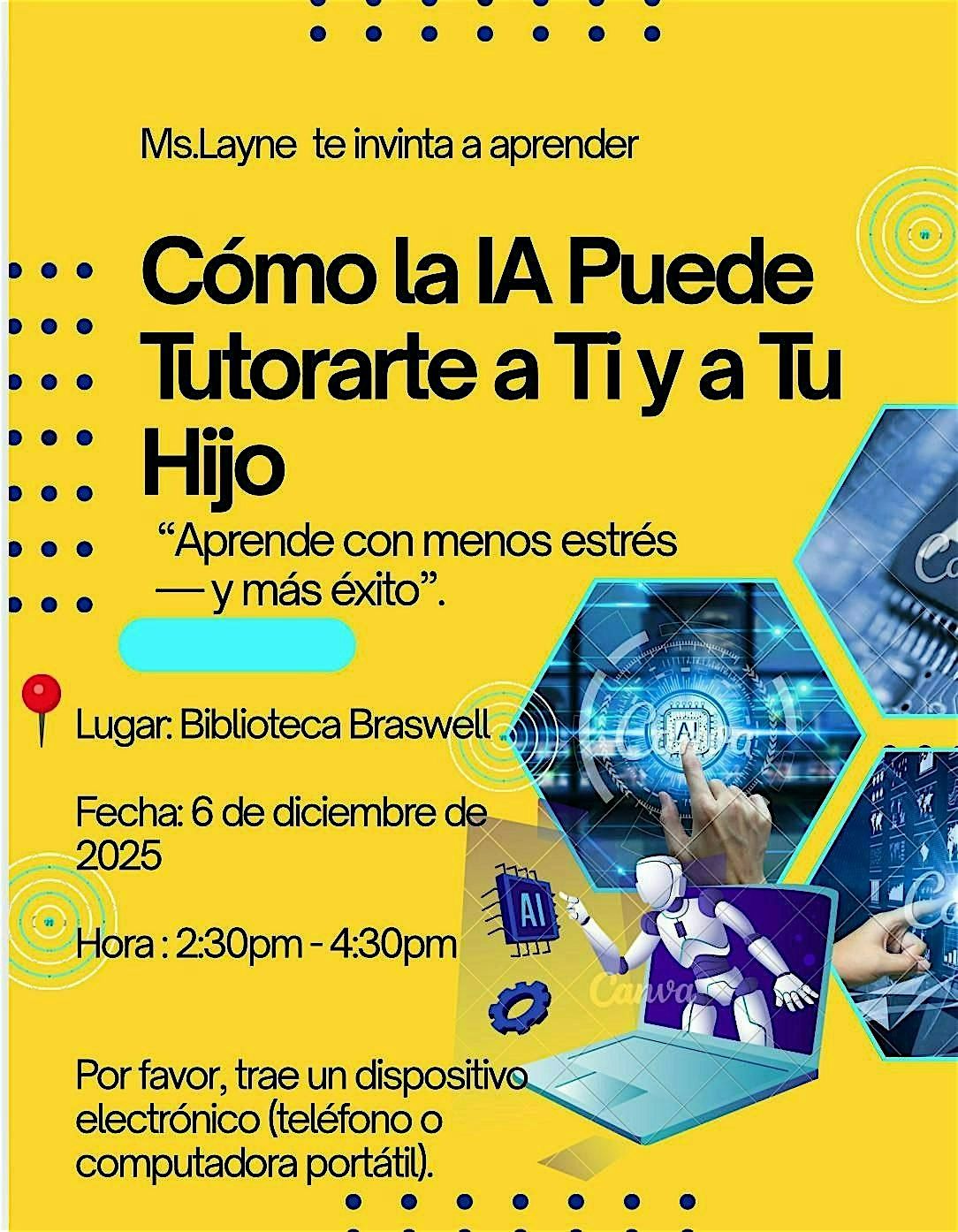 Learn how AI can tutor you can your child!, 6 December | Event in Rocky Mount | AllEvents