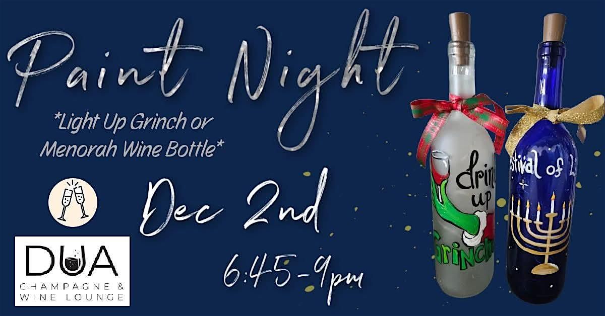 Light Up wine Bottles: Grinch or Menorah Paint Night, 2 December | Event in Lantana | AllEvents