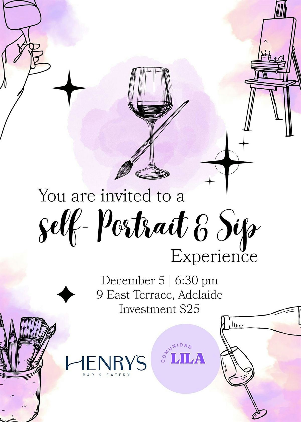 Self-Portrait & Sip, 5 December | Event in Adelaide | AllEvents