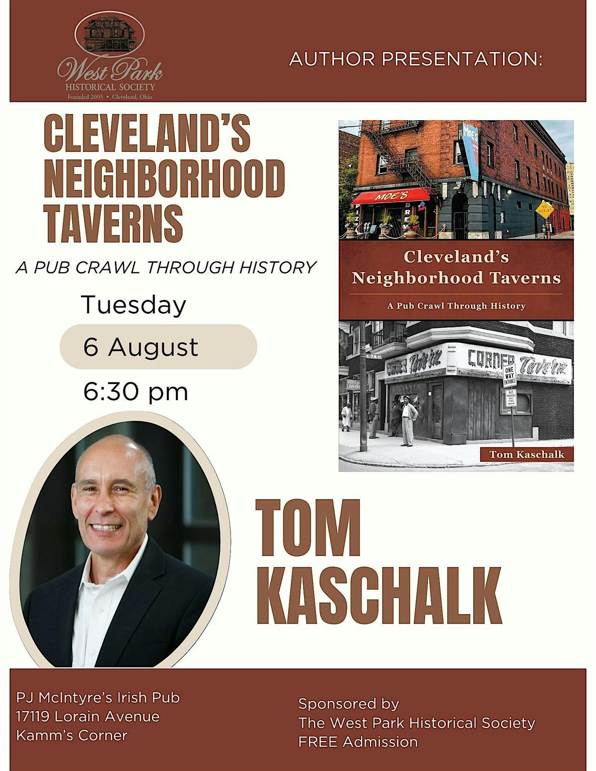 Cleveland Neighborhood Taverns: A Pub Crawl Through History w Tom Kaschalk, 6 August | Event in Cleveland