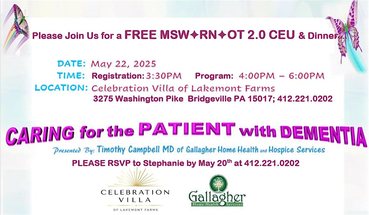 Caring for the Patient with Dementia, 22 May | Event in Bridgeville | AllEvents