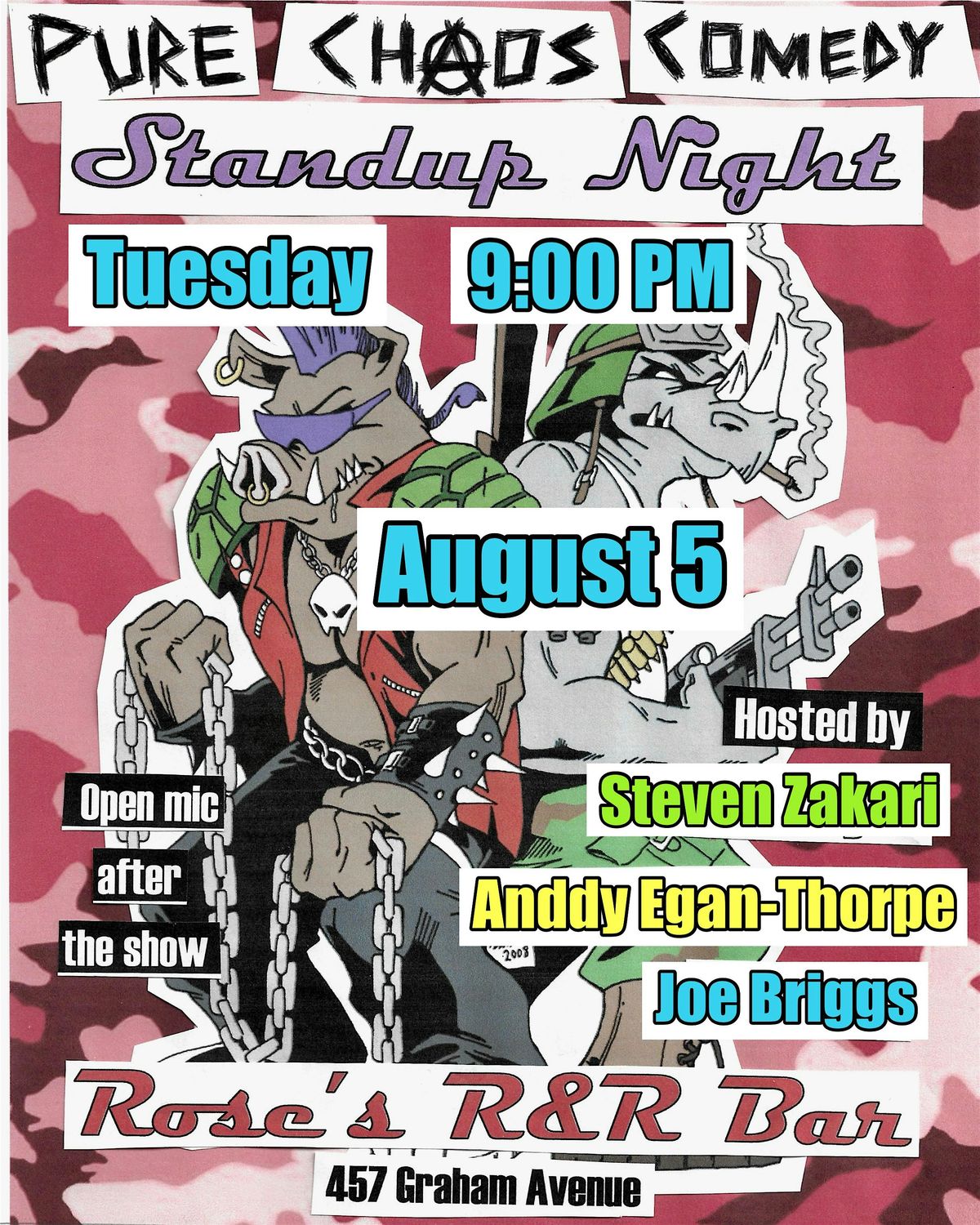Pure Chaos Comedy at Rose's R&R Bar - FREE!, 5 August | Event in Brooklyn | AllEvents