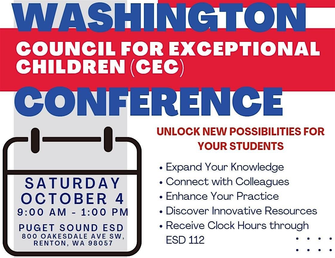 Washington CEC: Unlock New Possibilities For Your Students, 4 October | Event in Renton | AllEvents