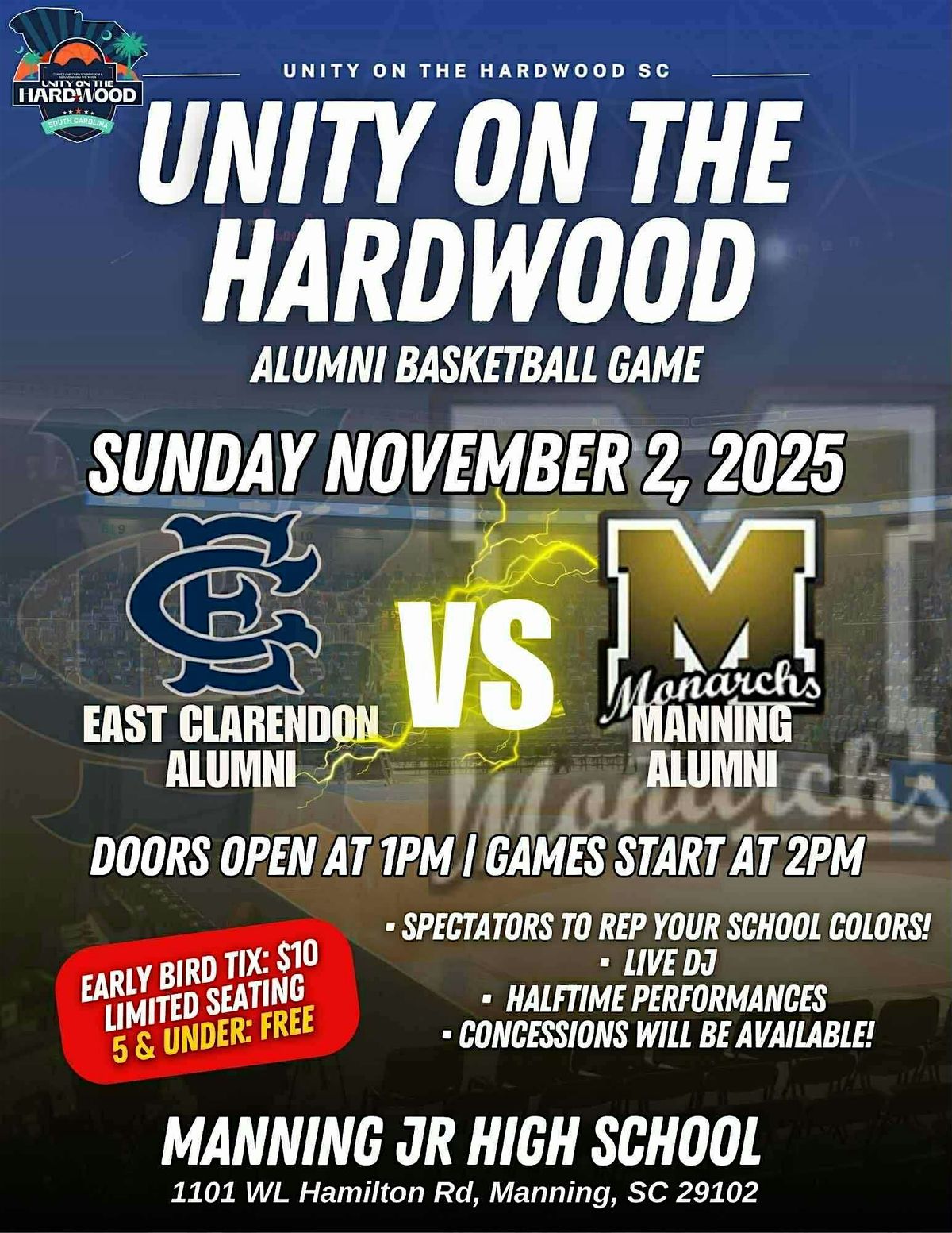 Unity on the Hardwood SC: East Clarendon  vs Manning Alumni Basketball Game, 2 November | Event in Manning