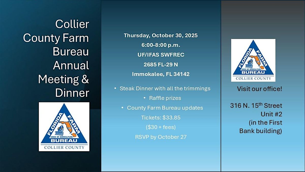 Collier County Farm Bureau Annual Meeting & Dinner, 30 October | Event in Immokalee | AllEvents