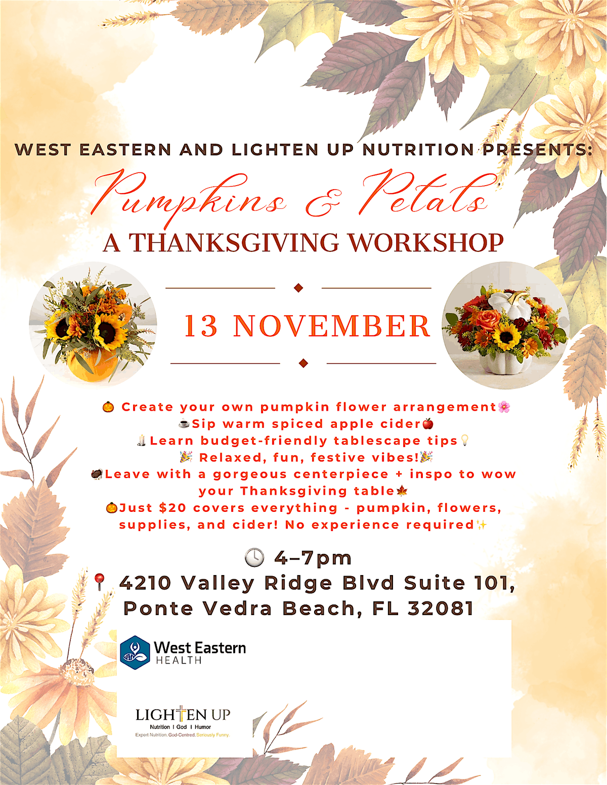 Pumpkins & Petals: A Thanksgiving Workshop, 13 November | Event in Nocatee | AllEvents
