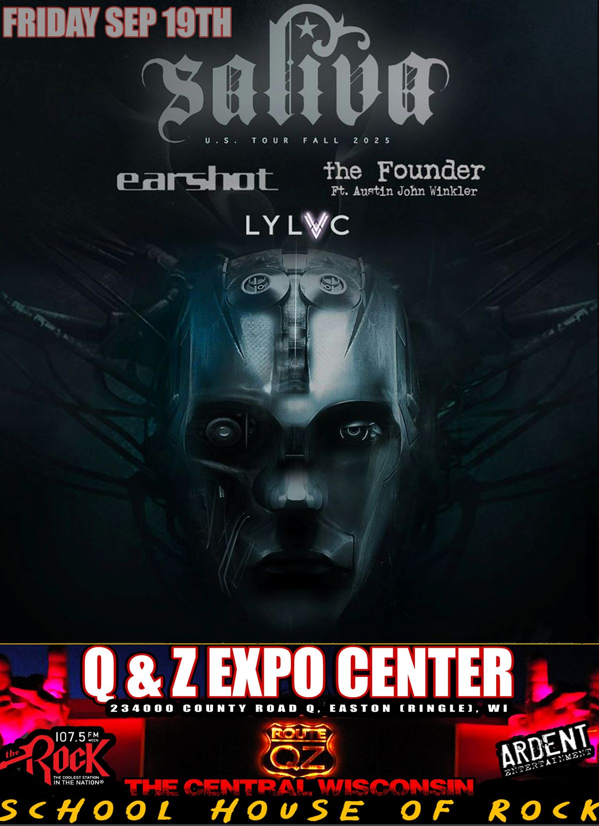 Saliva / Earshot / The Founder Ft. Austin John Winker / LYLVC, 19 September | Event in Ringle | AllEvents