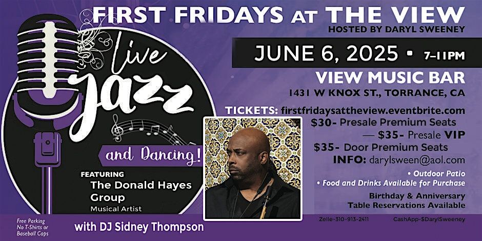First Fridays at the View featuring The Donald Hayes Group, 6 June | Event in Torrance | AllEvents
