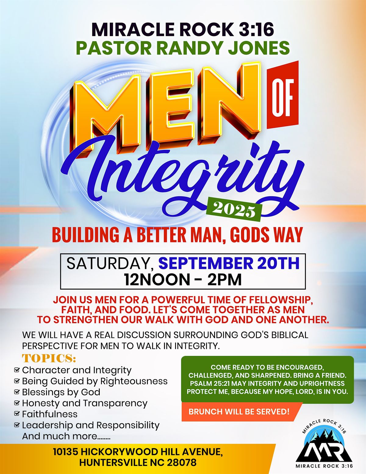 Men of Integrity 2025, 20 September | Event in Huntersville | AllEvents