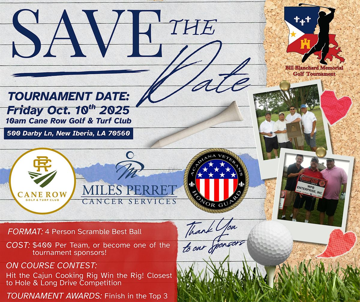 2025 Bill Blanchard Memorial Golf Tournament, 10 October | Event in New Iberia | AllEvents