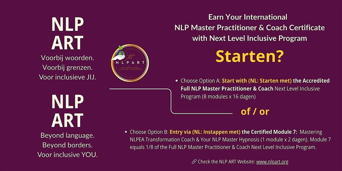 Certification Master Module 7:NLPEA Transformation Coach &  Master Hypnosis, 6 November | Event in Bunnik