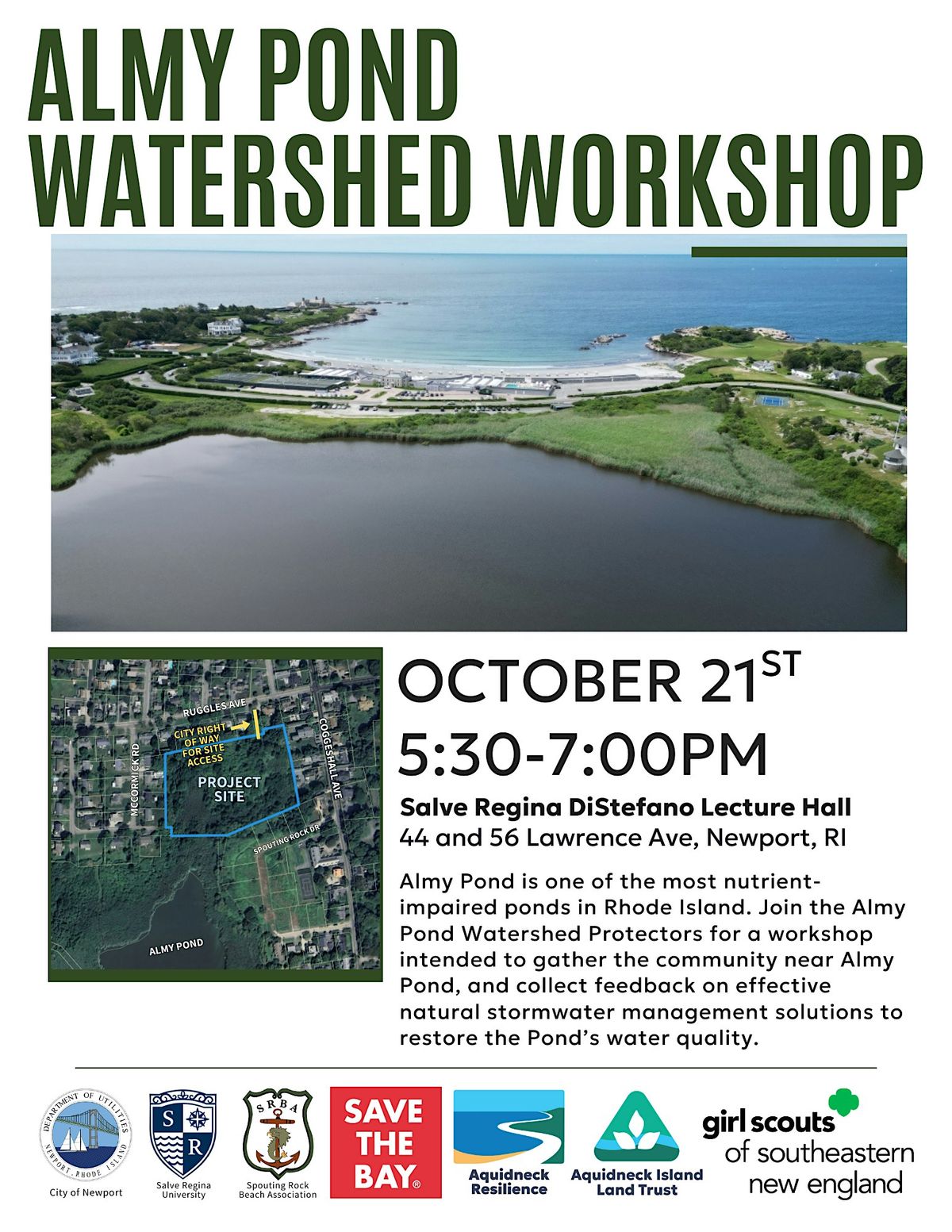 Almy Pond Watershed Workshop, 21 October | Event in Newport | AllEvents