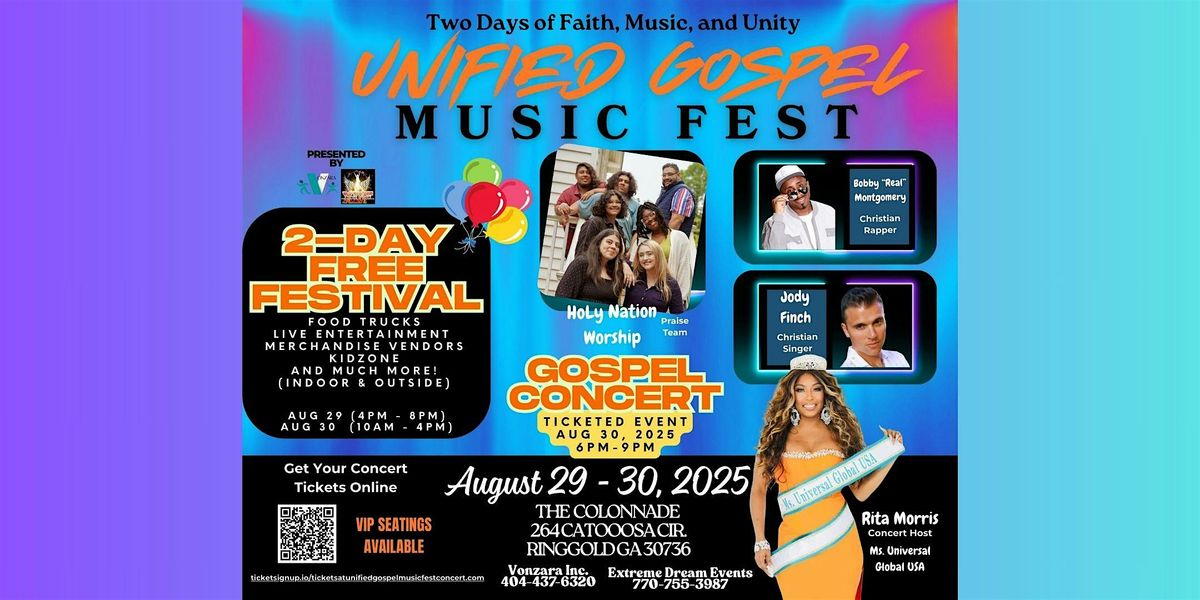 UNIFIED GOSPEL MUSIC FEST 2025!  Plus, A Concert!, 29 August | Event in Ringgold | AllEvents