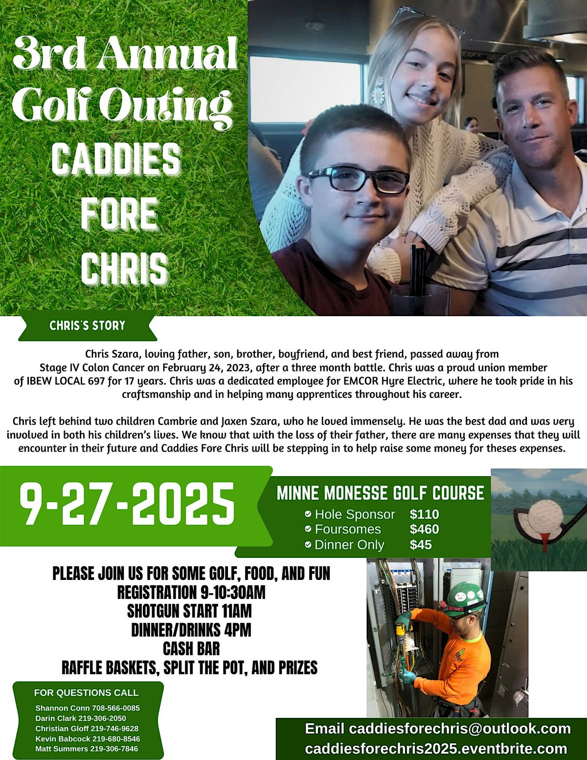 Caddies Fore Chris Golf Outing 2025, 27 September | Event in Grant Park | AllEvents