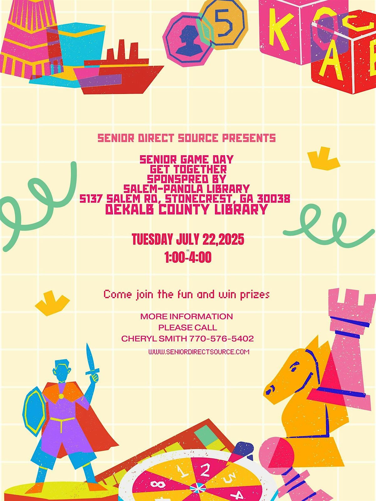 Senior fun and Game Day, 22 July | Event in Stonecrest | AllEvents